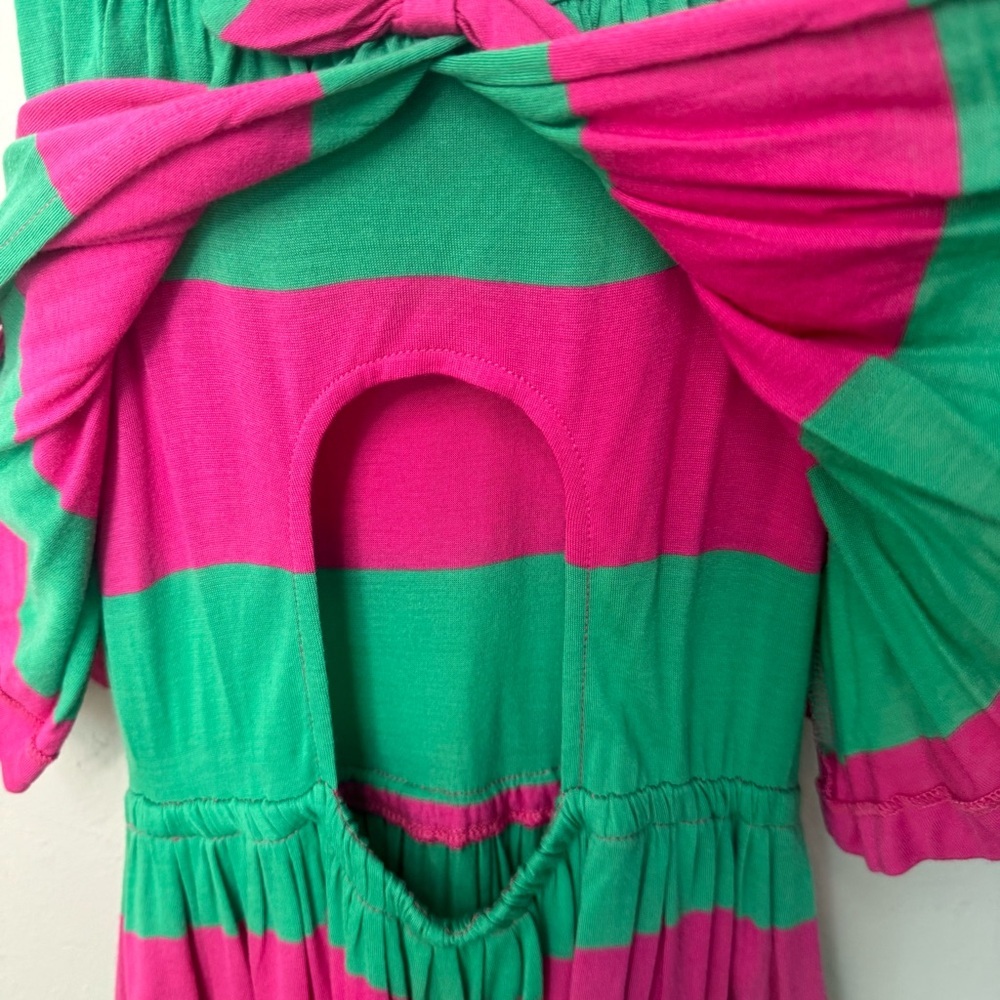 RALPH LAUREN Striped Jersey Knit Sleeveless Dress Pink & Green Loose Fit M 8/10 - Picture 8 of 15